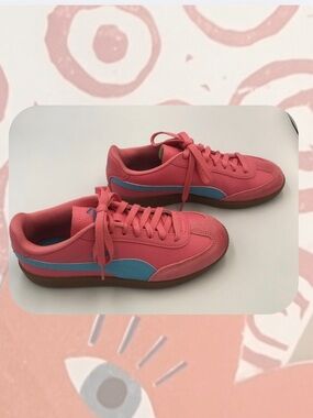 vintage Puma pink and blue contrast lace up sneakers Y2K